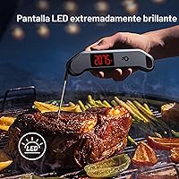 Vista 5 de Termómetro digital profesional para carne, lectura instantánea de 1 segundo, precisión de ± 0.5 ℉, termómetro de alimentos certificado NIST y NSF
