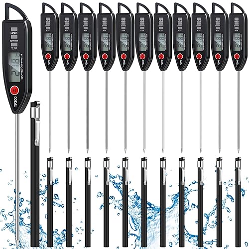 Miniatura 11 de Juego de 6 Termómetros de Cocina Impermeables para Agua, Líquidos, Velas y Carne Digital con Sonda Larga de Lectura Instantánea para Cocina,