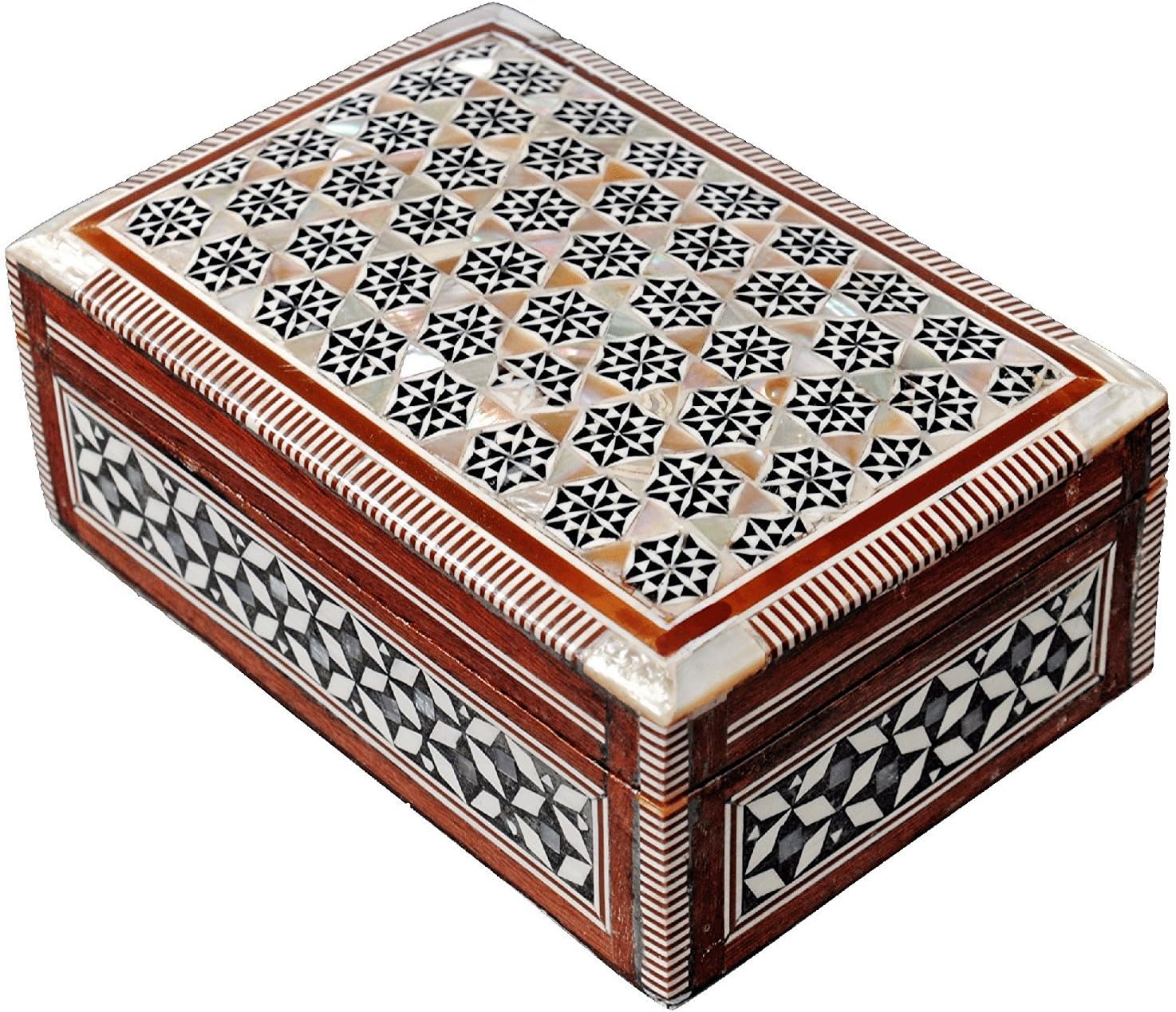 Egyptian Mosaic Jewelry Trinket Box Mother of Pearl - First Quality