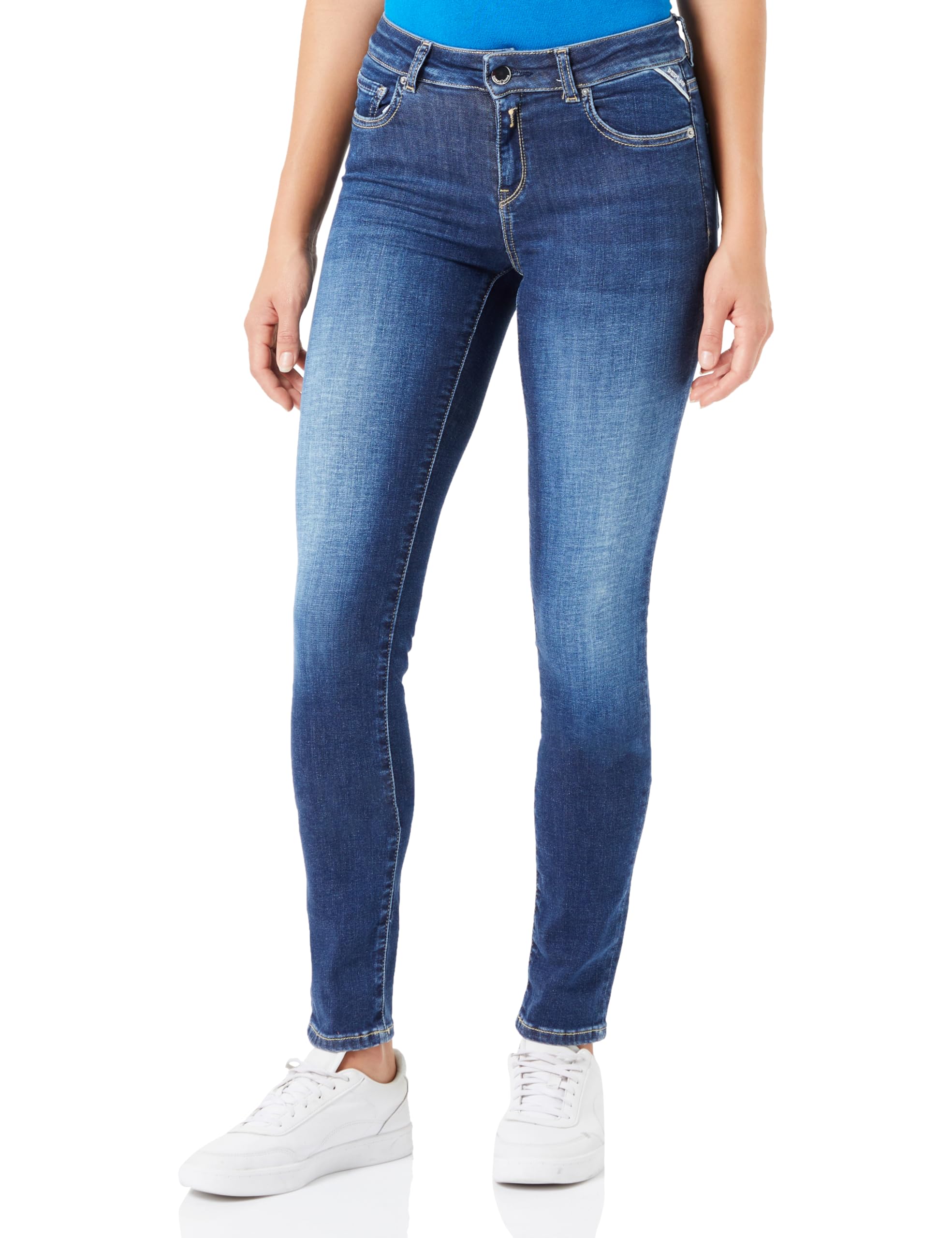 Replay Damen Jeans Faaby Slim-Fit, Medium Blue 009-1 (Blau), 31W / 30L