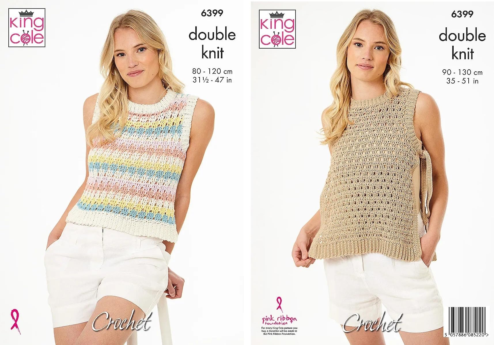 King Cole Double Knitting Ladies Tank Tops Crochet Pattern 6399