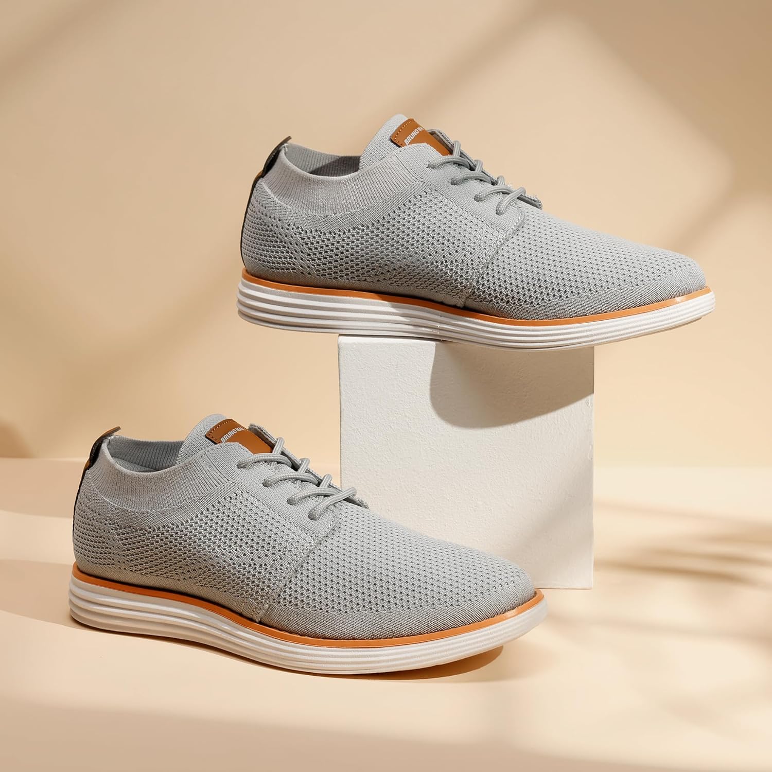 Bruno Marc Men's Mesh Sneakers Oxfords Lace-Up Lightweight Casual Walking Shoes 7.5 Grey