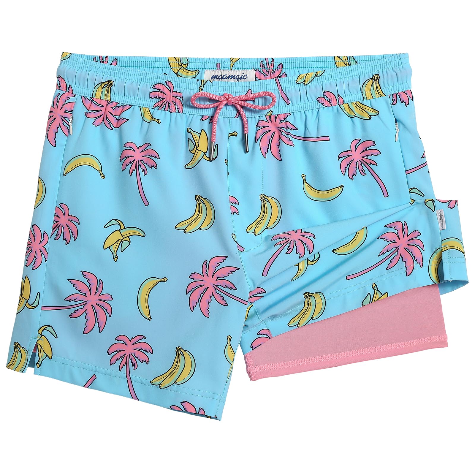 maamgic 5inch Mens Swim Trunks with Compression Liner 2-in-1 Swimming Shorts Stretch Quick Dry with Zipper Pockets