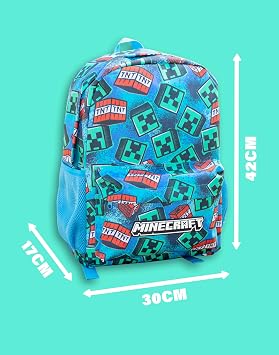 Minecraft Kids Backpack | Creeper Rucksack Options Bag set TNT Zombie Skeleton Enderman Sprites Villains | Zip-Up & Hook Closure | Gamer Back to School Essentials Merch