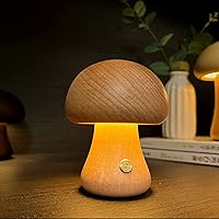 Vista 10 de Lámpara de madera con forma de hongo, luz nocturna de hongos, decoración de hongos, lámpara recargable de hongos, bonita lámpara de escritorio