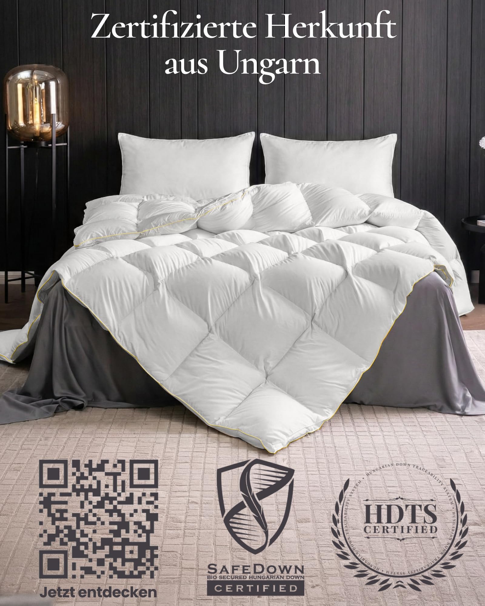Aura® Luxus Daunendecke 135x200 cm extra warm | Deluxe 100% ungarische Gänsedaunen Klasse I | Oeko-TEX® Standard 100 | Allergikergeeignet Winter Bettdecke
