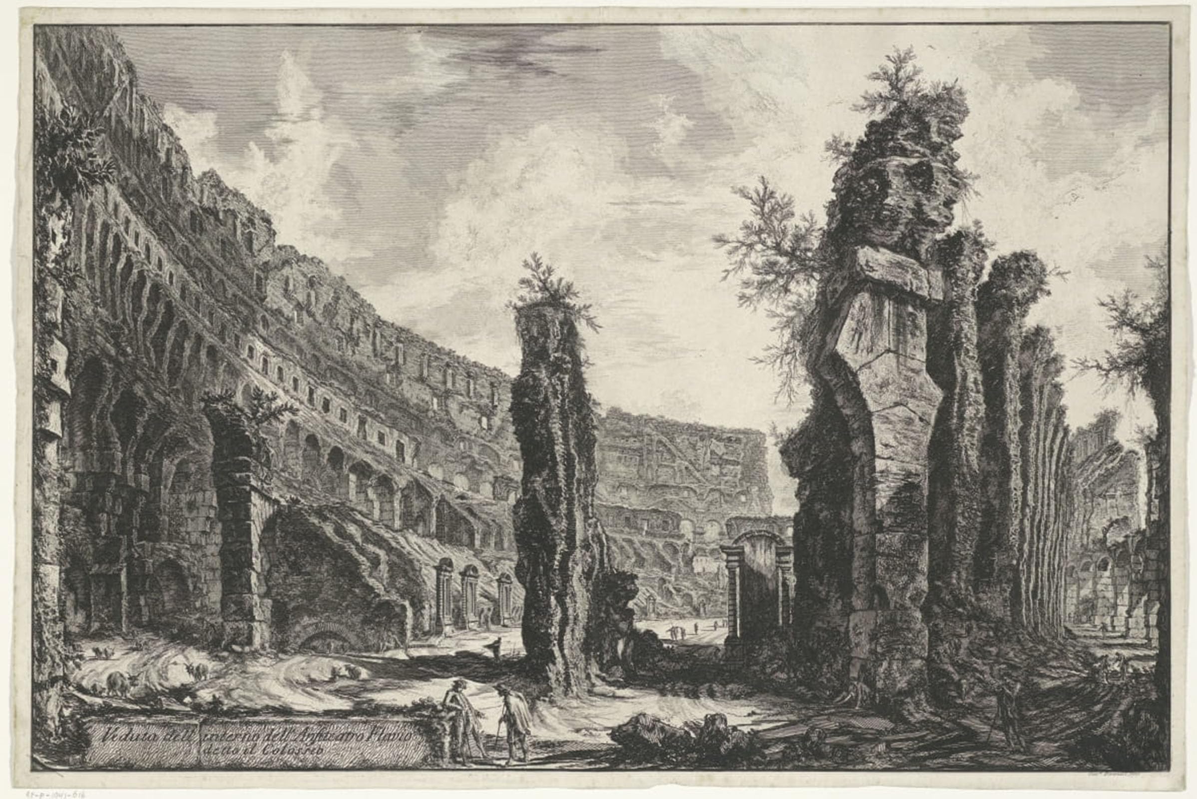 POSTERIIk Vintage Art Print Images Pictures Print View of the Interior of the Flavian Amphitheater Known As the Colosseum by Battista Piranesi Modern Colour Posters for Office Home Decor 60x90cm