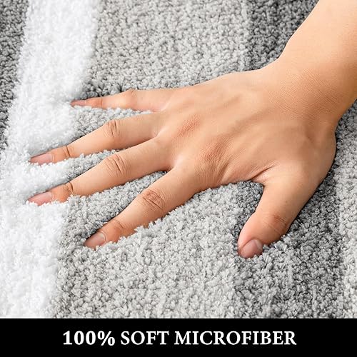 Miniatura 8 de MIULEE Alfombra de baño de microfibra, a rayas, extra gruesa, suave, absorbente, antideslizante, lavable a máquina, de secado rápido, para baño,