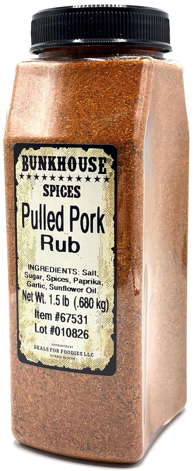 BUNKHOUSE Pulled Pork Dry Rub Seasoning, 24 oz, with Paprika, Garlic, and Spices for Smoking and Grilling