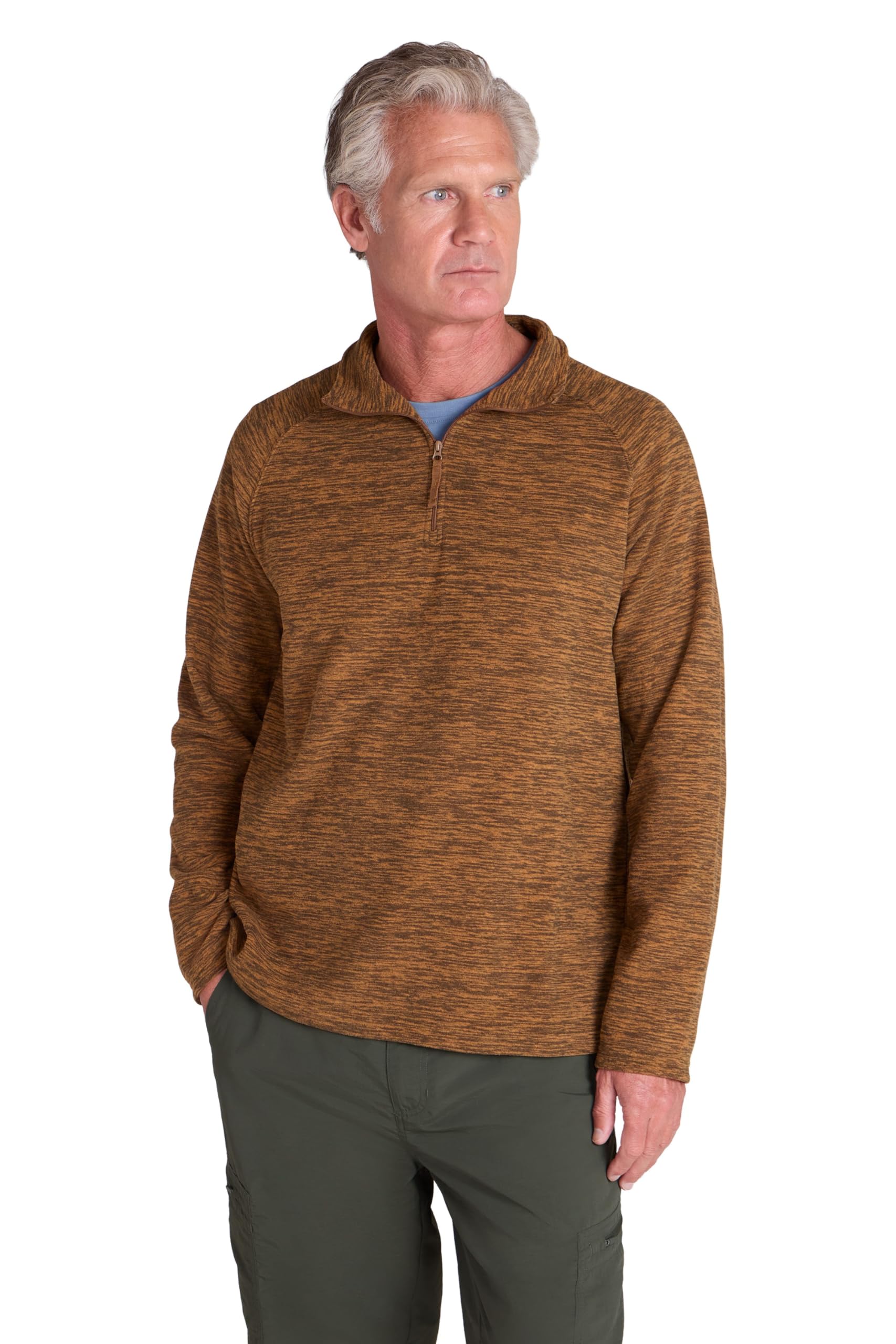 Mountain Warehouse Snowdon Mens Micro Fleece Top - Breathable Antipill, Half Zip Collar Sweater, Quick Drying Smooth Pullover - For Spring Summer & Outdoors Burnt Orange 2XL
