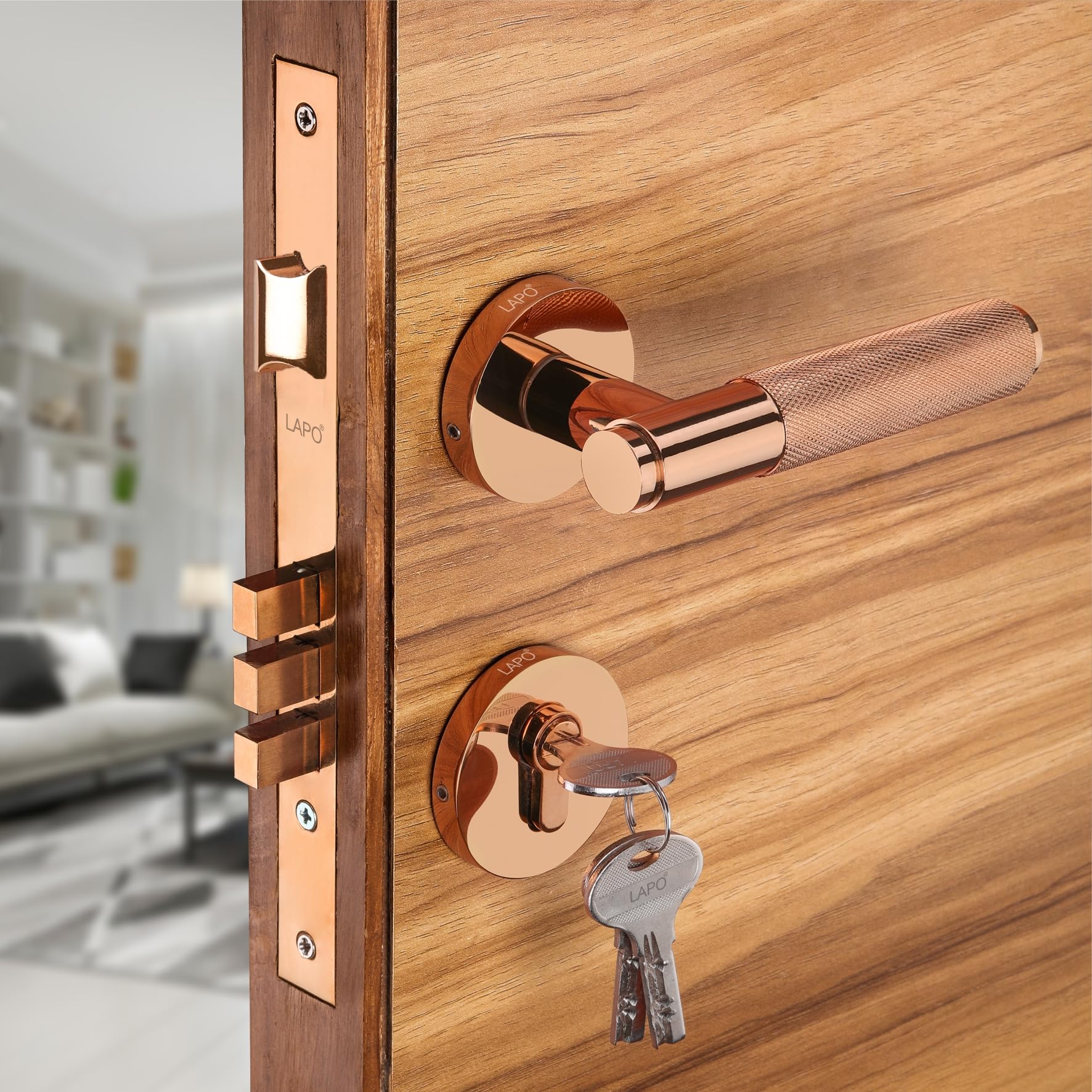 LAPO Antique Bathroom Door Lock - Keyless & Brass -11