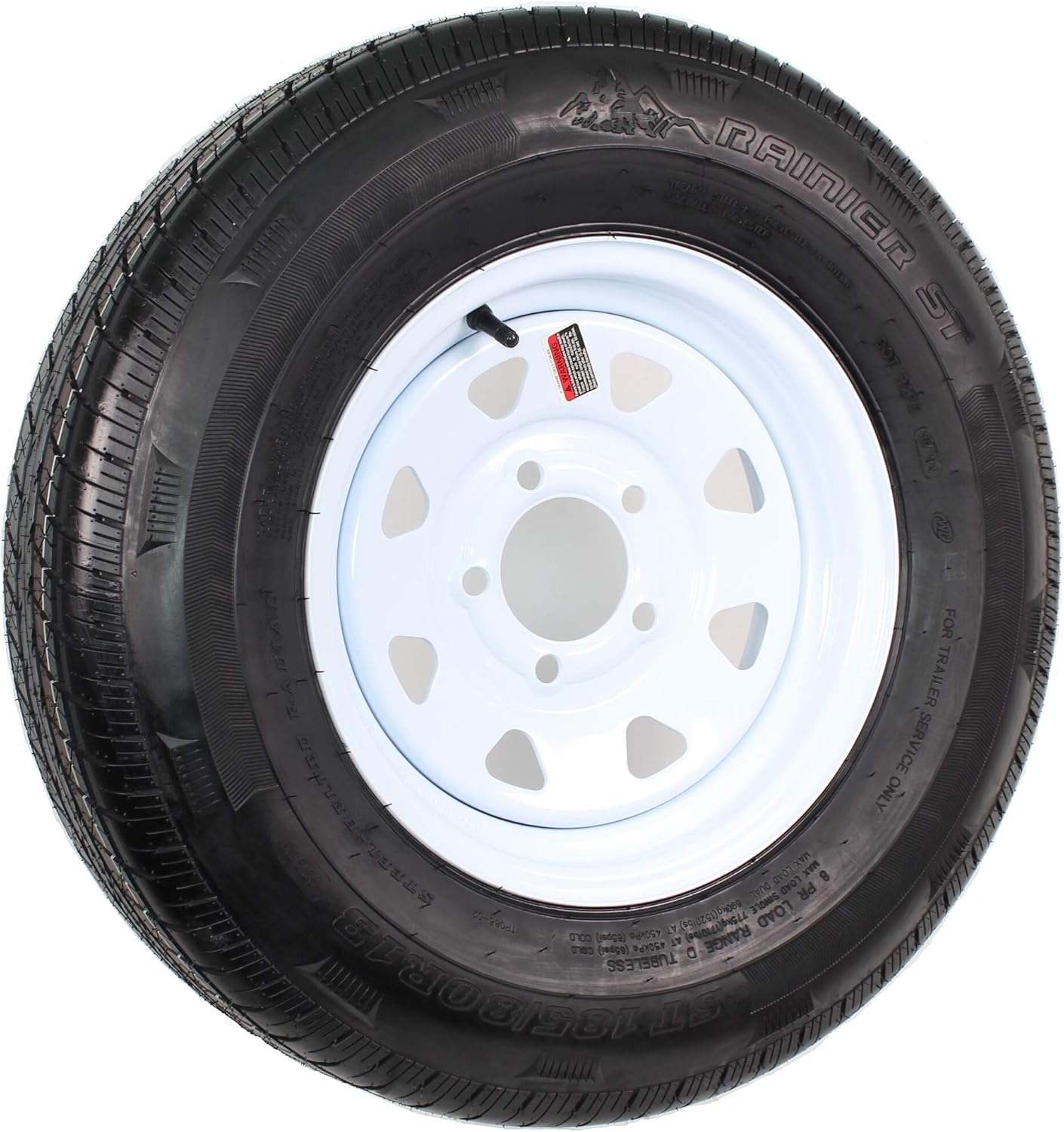 eCustomrim Radial Trailer Tire and Rim ST185/80R13 13X4.5 5-4.5 Load C White Spoke Wheel - 6 Year Warranty w/Roadside