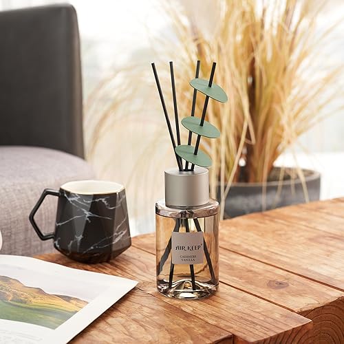 Miniatura 4 de Airkeep Difusor de junco, juego de difusor de varillas grises6.7 oz (6.8 fl oz)difusor de aceite de vainilla de cachemira y varillas difusoras de