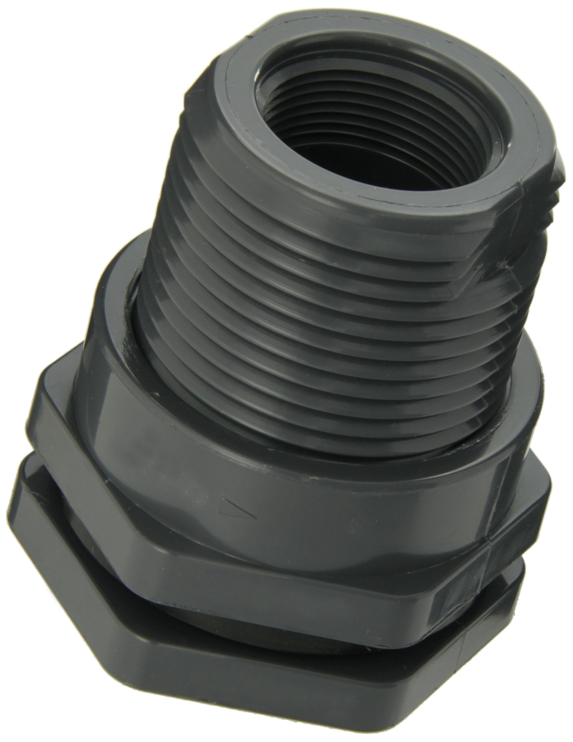 Hayward BFA1012TES Series BFA Standard Flange Bulkhead Fitting, Threaded x Threaded End, PVC with EPDM Seals, 1-1/4