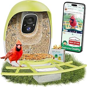 HIXX Smart Bird Feeder with Camera, Lifetime Free AI Identify Birds & Auto Capture, 2K HD Live Camera Birdwatching with Color Night Vision for Bird Lovers Gifts (Spring Green) asin的图片