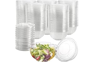 Cedilis 50 Pack 16oz Clear Disposable Salad Bowls with Leak-Proof Lids for...