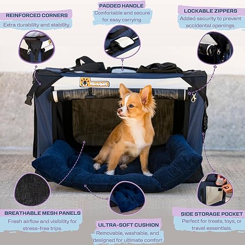 Miniatura 3 de Transportadora extragrande para perros y gatos de 20 x 13 x 13 pulgadas, plegable, suave, portátil, con cojín, reduce la ansiedad, ahorra espacio,