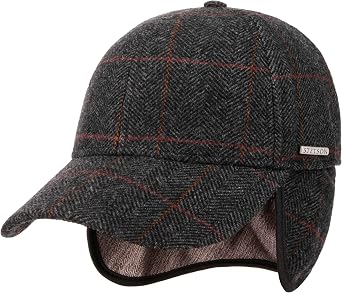 Stetson Kinty Wool Cap with Ear Flaps Lined Peaked Cap Men Fall Winter
