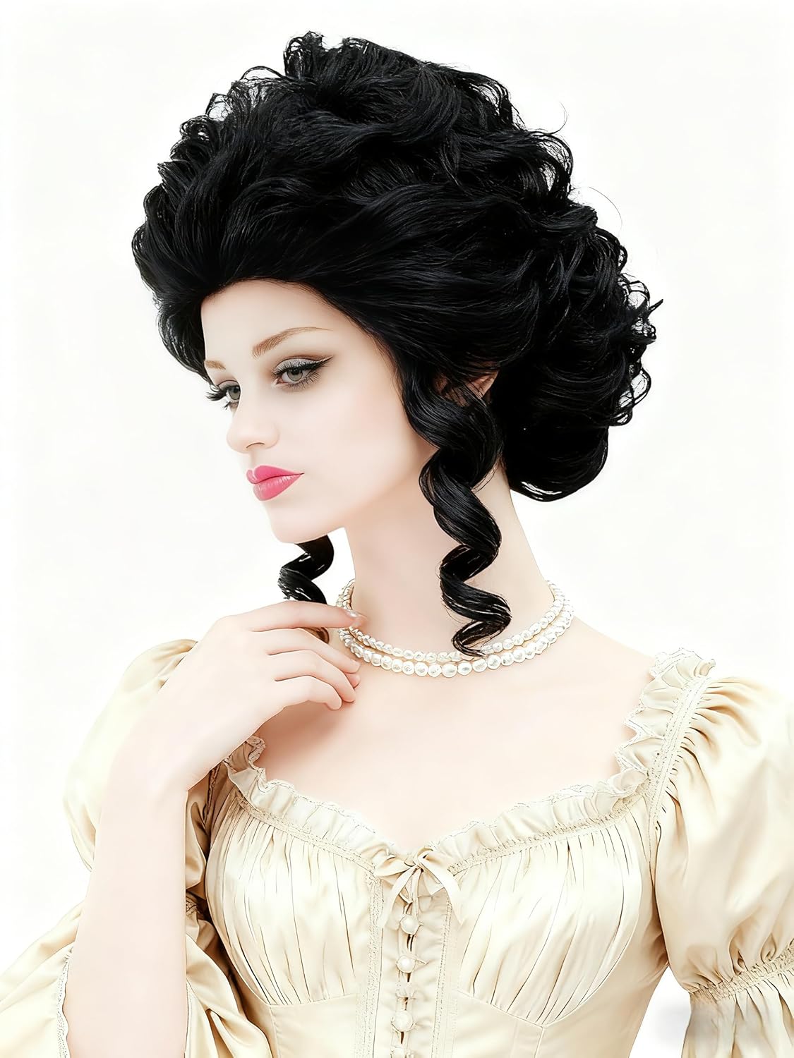 Rugelyss Short Black Wavy Curly Wig Big Bouffant Beehive Wigs for Women fits 70s 80s Costume or Halloween Vintage Cosplay Party - Image 3