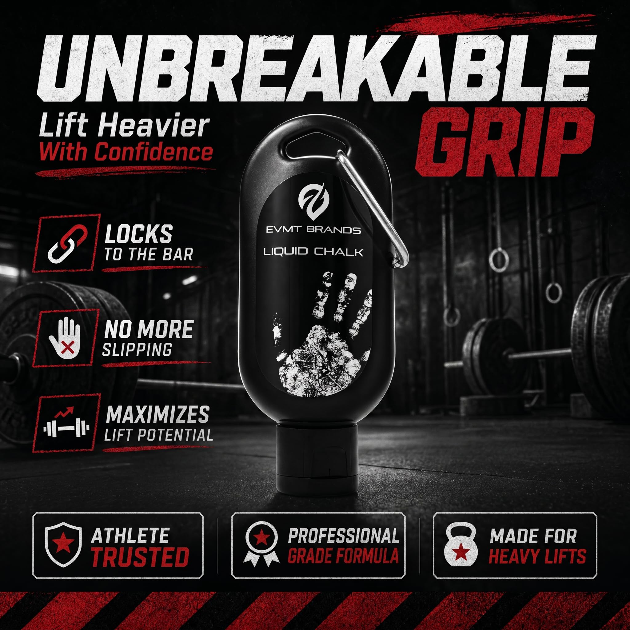 EVMT Brands Liquid Chalk, Mess-Free Gym Chalk for Weightlifting, Gymnastics, Roc
