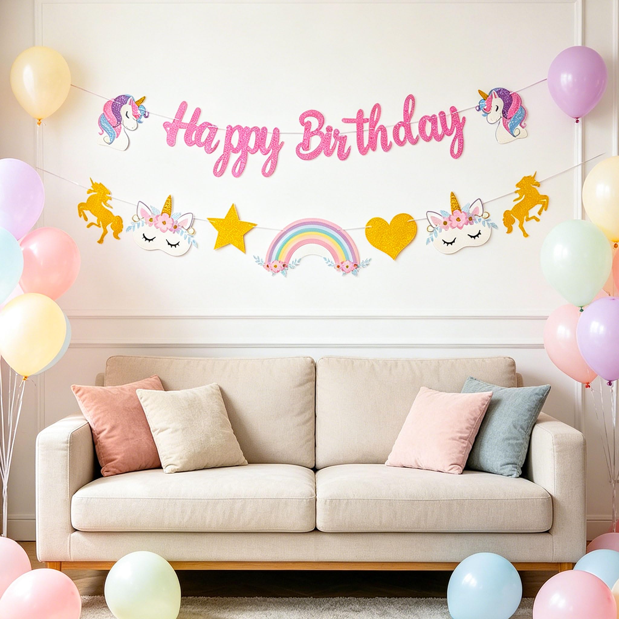 Unicorn Birthday Decoration Banner Garland Rainbow Party Favors Rainbow Birthday Decoration for Girl