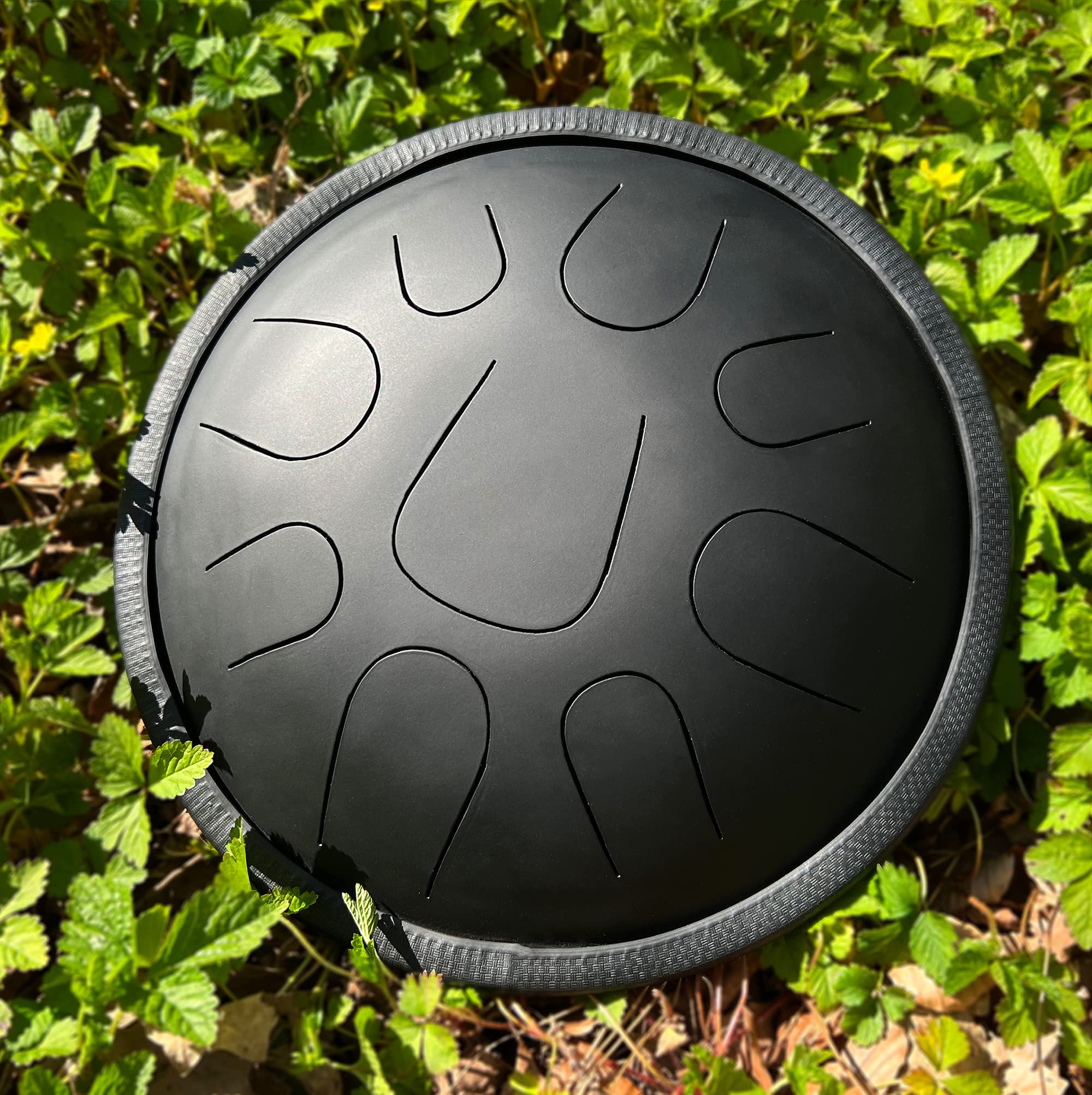 LIDAH Steel Tongue Drum - AkeBono Zephyr Series Poêle à main 36 cm , Instruments de musique Enfants et Adultes, Yoga Méditation Chakra Lotus Tambour à main Pan Steeldrum Briller (Black)