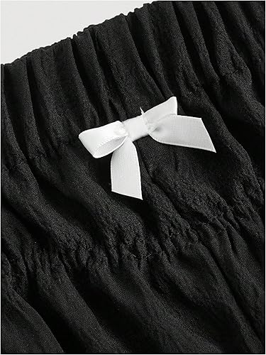 Vista 3 de SHENHE Pantalones cortos Y2k de tiro bajo para mujer, cintura elástica, pantalones cortos con lazo coquette