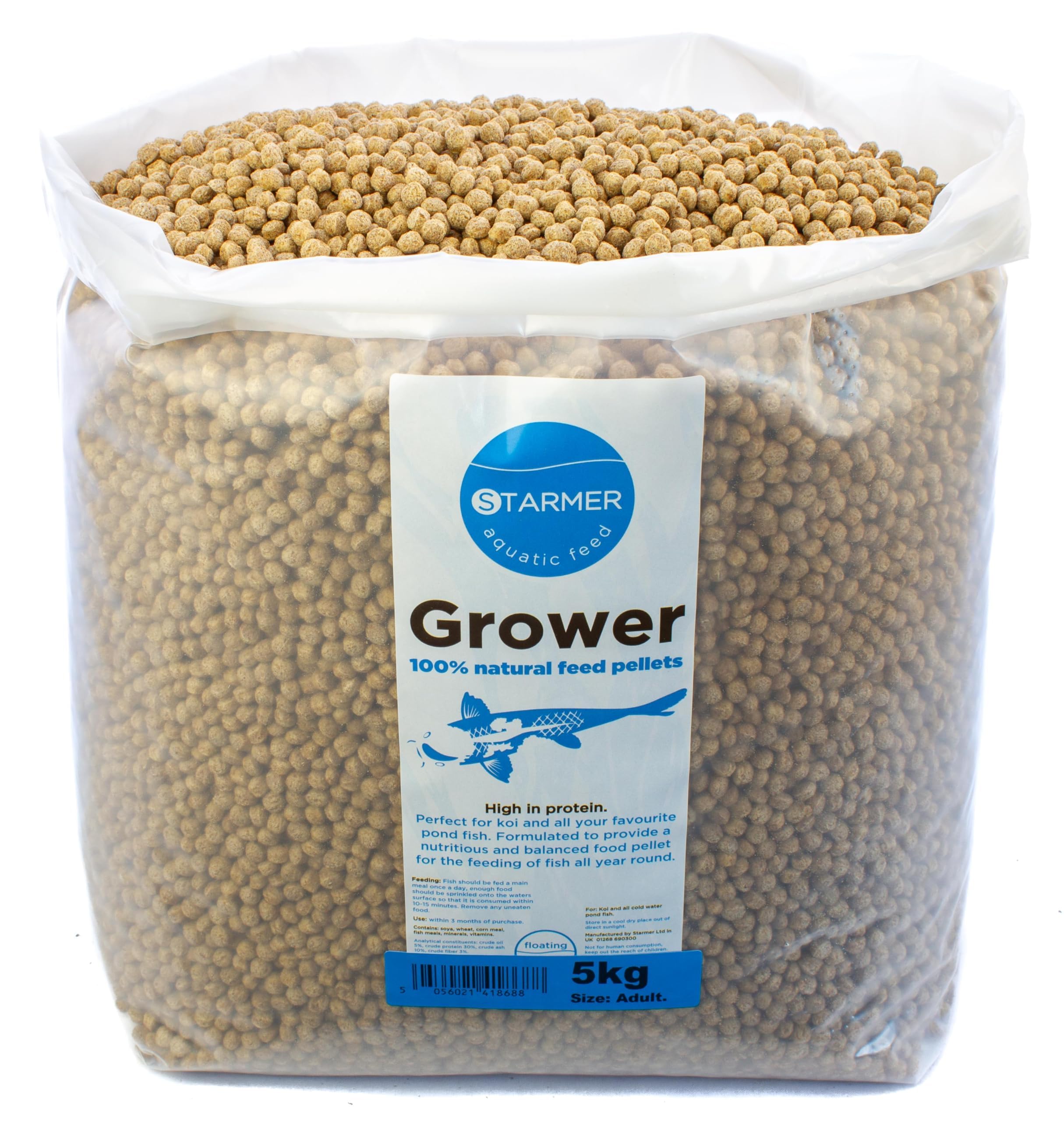 Koi carp 30% protein GROWER pond feed all natural pellets 5kg