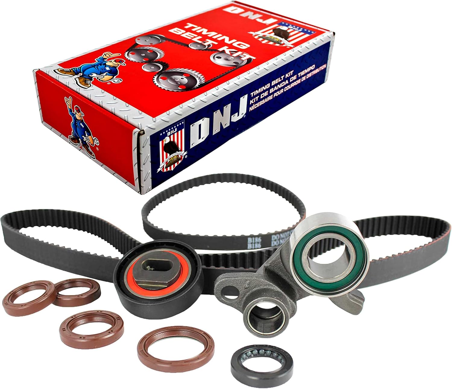 DNJ TBK223 Timing Belt Kit for 1993-2001 Honda Prelude 2.2L L4 16V DOHC 2156cc