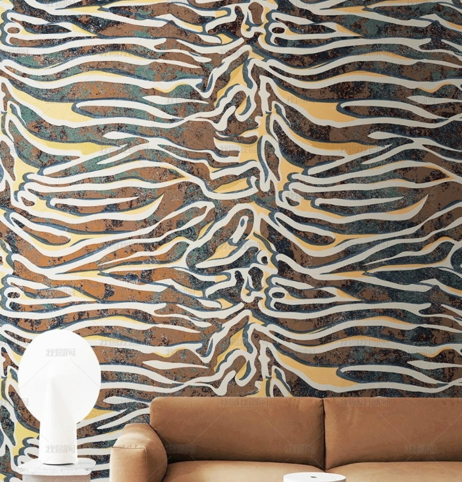 Papier peint tigre rétro 45x600cm rouleau vinyle adhésif imperméable