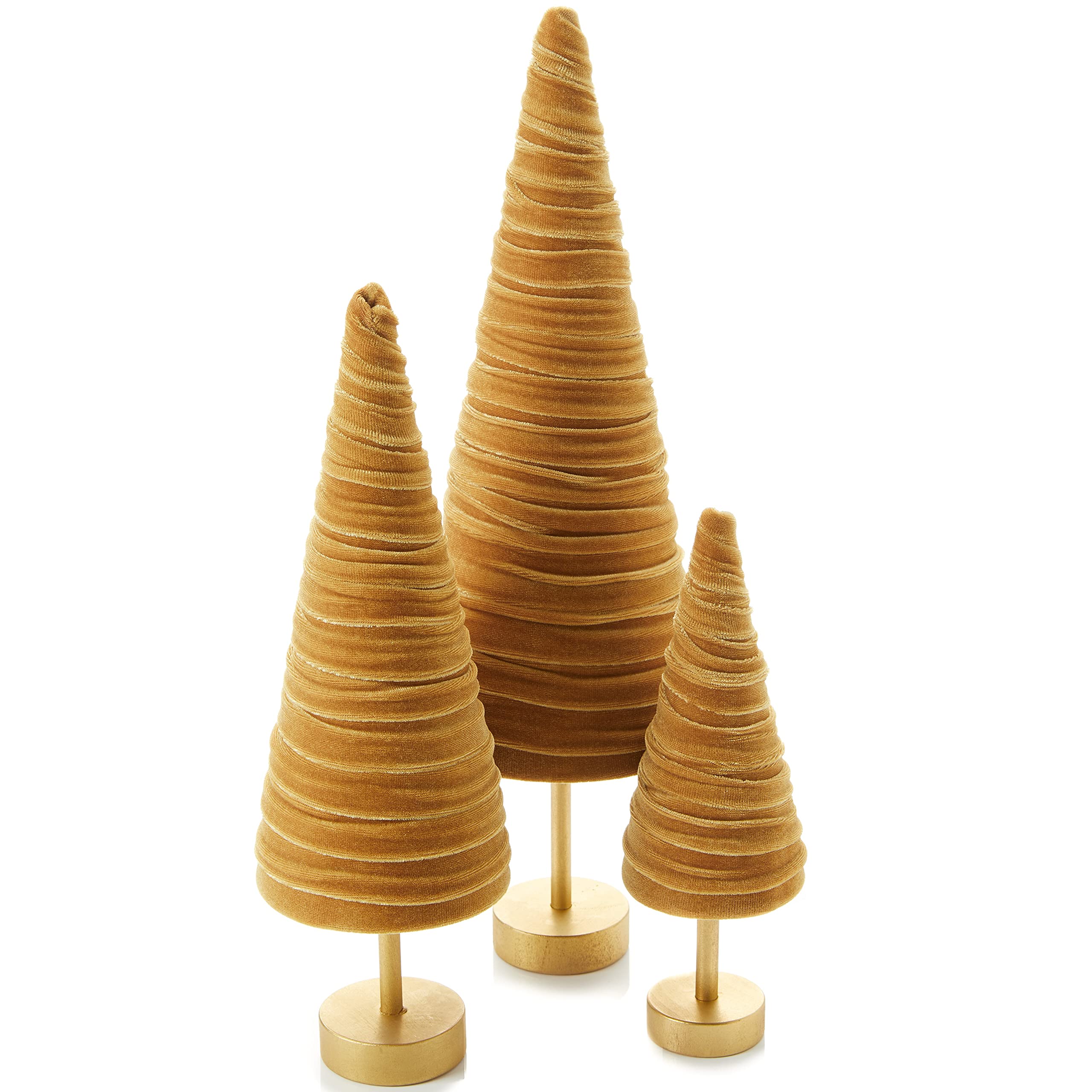 Your Heart's Content Gold Pedestal Velvet Trees Set of 3