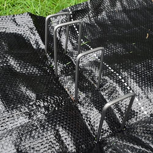 Miniatura 5 de MySit Paquete de 200 grapas de jardín de 6 pulgadas, estacas de jardín, grapas de tela para malezas, resistentes calibre 11 (0.118 in) de acero para