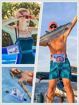 HEETA Waterproof Fanny Pack, Waterproof Pouch Dry Bag 2-Pack for Phone Passport Purse, Adjustable Waist Strap for Swimming Kayaking Boating Paddle Board Accessories Cruise Beach Camping Essentials