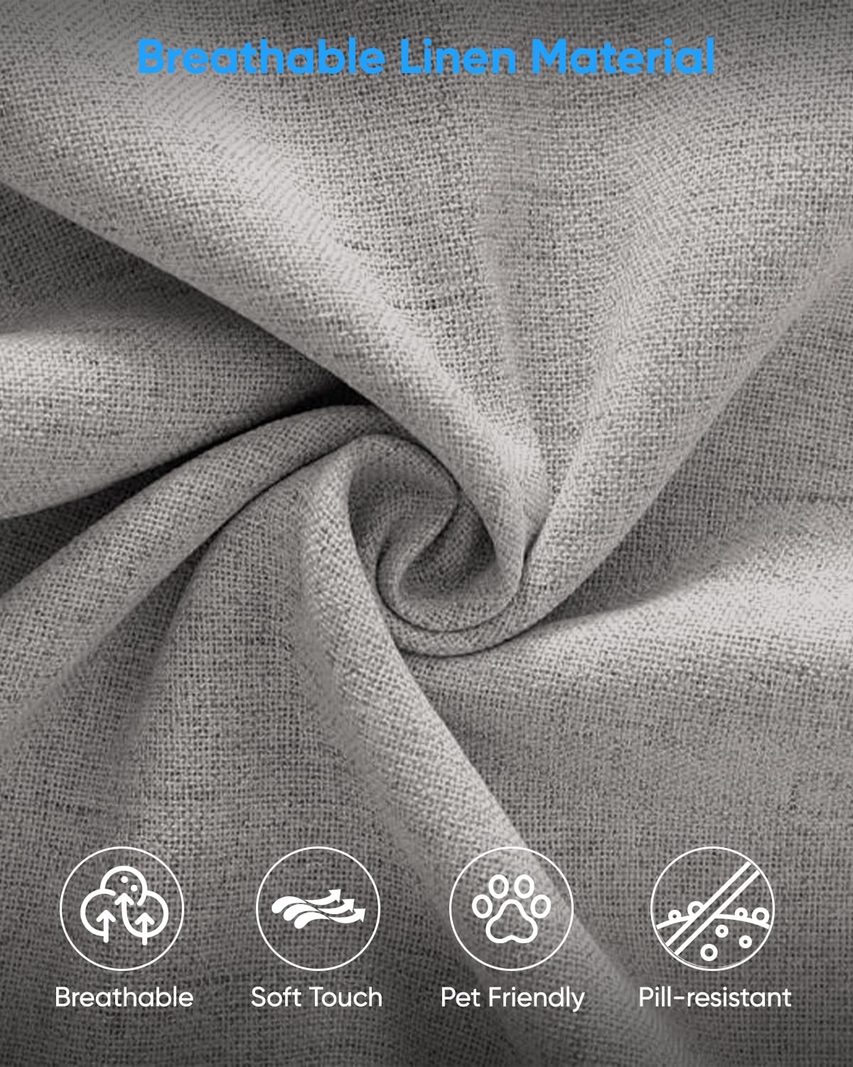 2 Pieces Sofa Sets for Living Room-L Shaped Sofa and Loveseat, Linen Fabric 3 Seater Sofa with Ottoman and Loveseat Sets, Modern L Shaped Couch + 2-Seat Sofa Sets,Light Grey