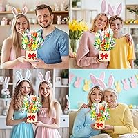 Vista 6 de GREETING ART Easter Pop Up Card, 3D Colorful Lily Cross Rabbit Bouquet Design, 3D Easter Bouquet Greeting Cards, Spring Gift Cards for Kids, Boy