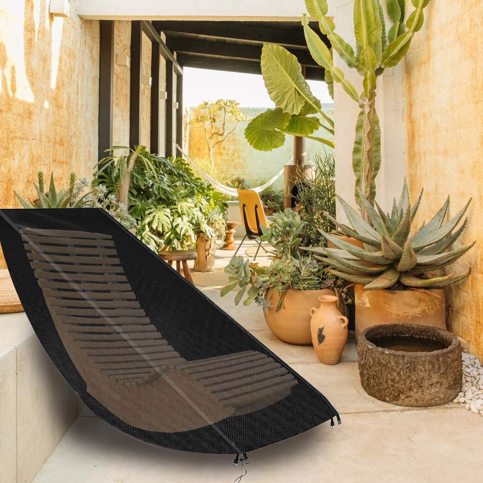 Chaise Lounge Cover, Waterproof Outdoor Furniture Covers, Oxford Cloth, Silver Coating, Patio Sofa Protector, Winter Guard for Sun, Beach, Terrace, Lawn, Deck, Porch Use, 155x65x95cm