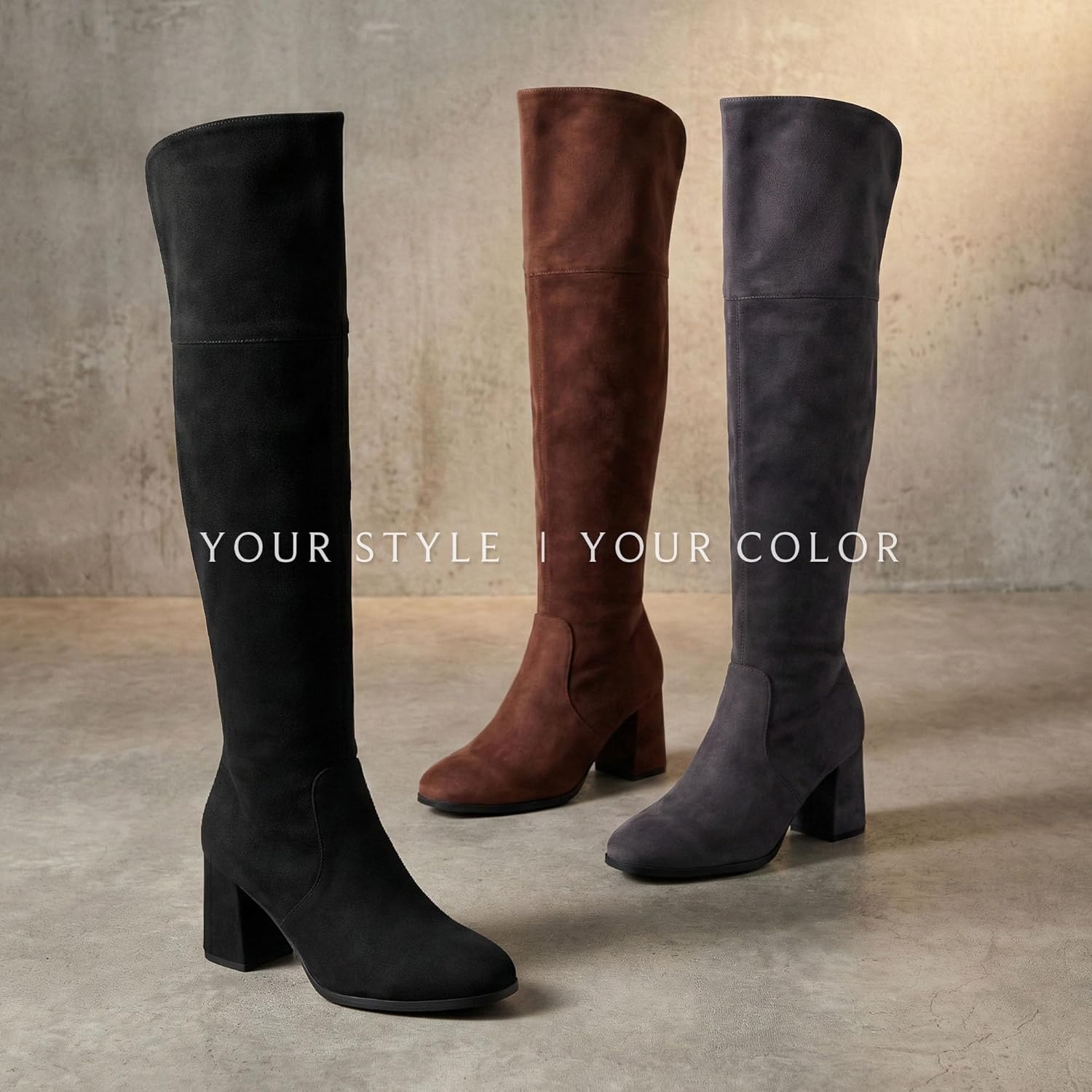 J. Adams Brandy Over The Knee Boot - Trendy Low Block Heel Suede Thigh High