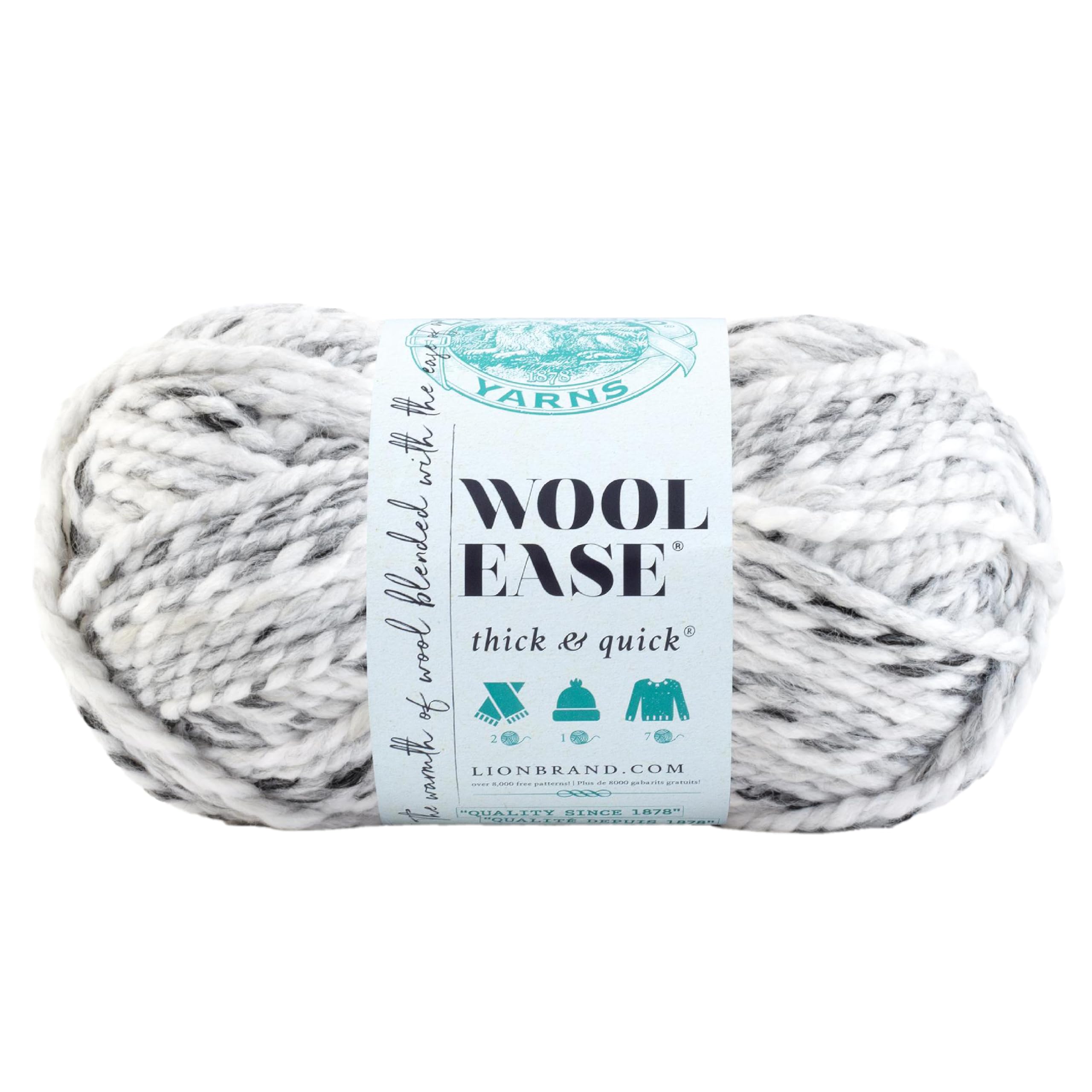 Lion Brand Yarn Company1-Piece Wool-Ease Thick and Quick, Marble, Grey, one Size, 640-505