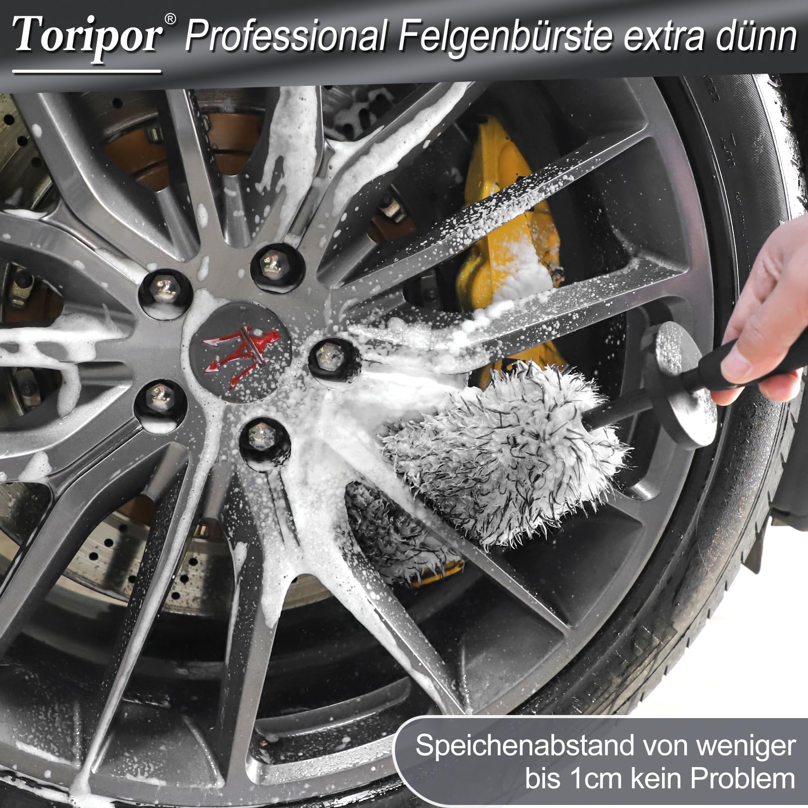 Spazzola Per Cerchioni In Microfibra Extra Sottile - Pulizia Delicata Senza Graffi Per Cerchi In Lega | Ideale Per Auto Di Qualità - Foto 2