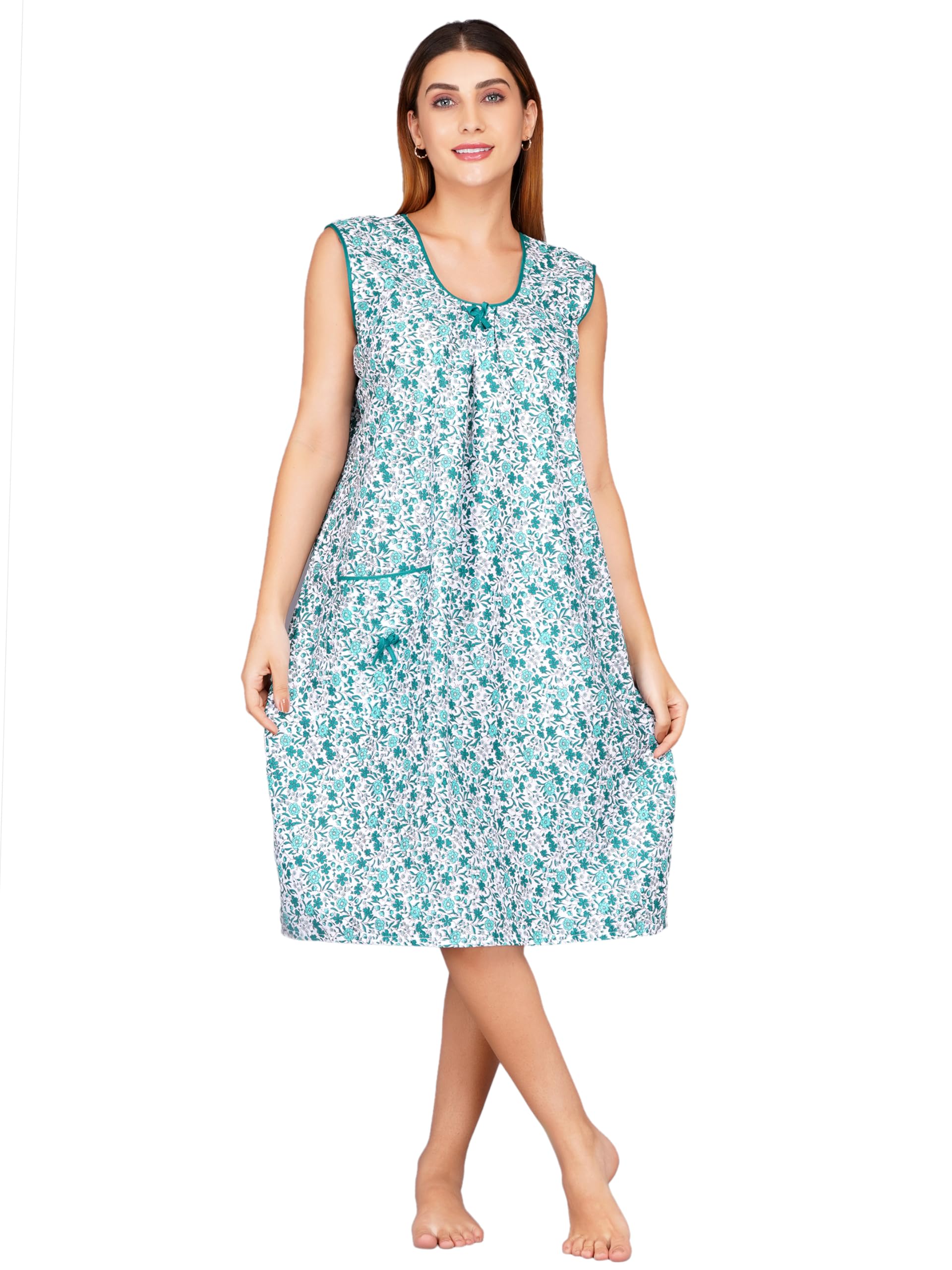 Pure Cotton Night Dress Nighty for Women Multicolour-image-9