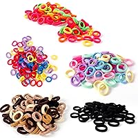 Vista 9 de 500 ligas para el cabello de bebé y niña, bandas elásticas para el cabello para niñas, 23 colores de algodón de caramelo, accesorios para el cabello