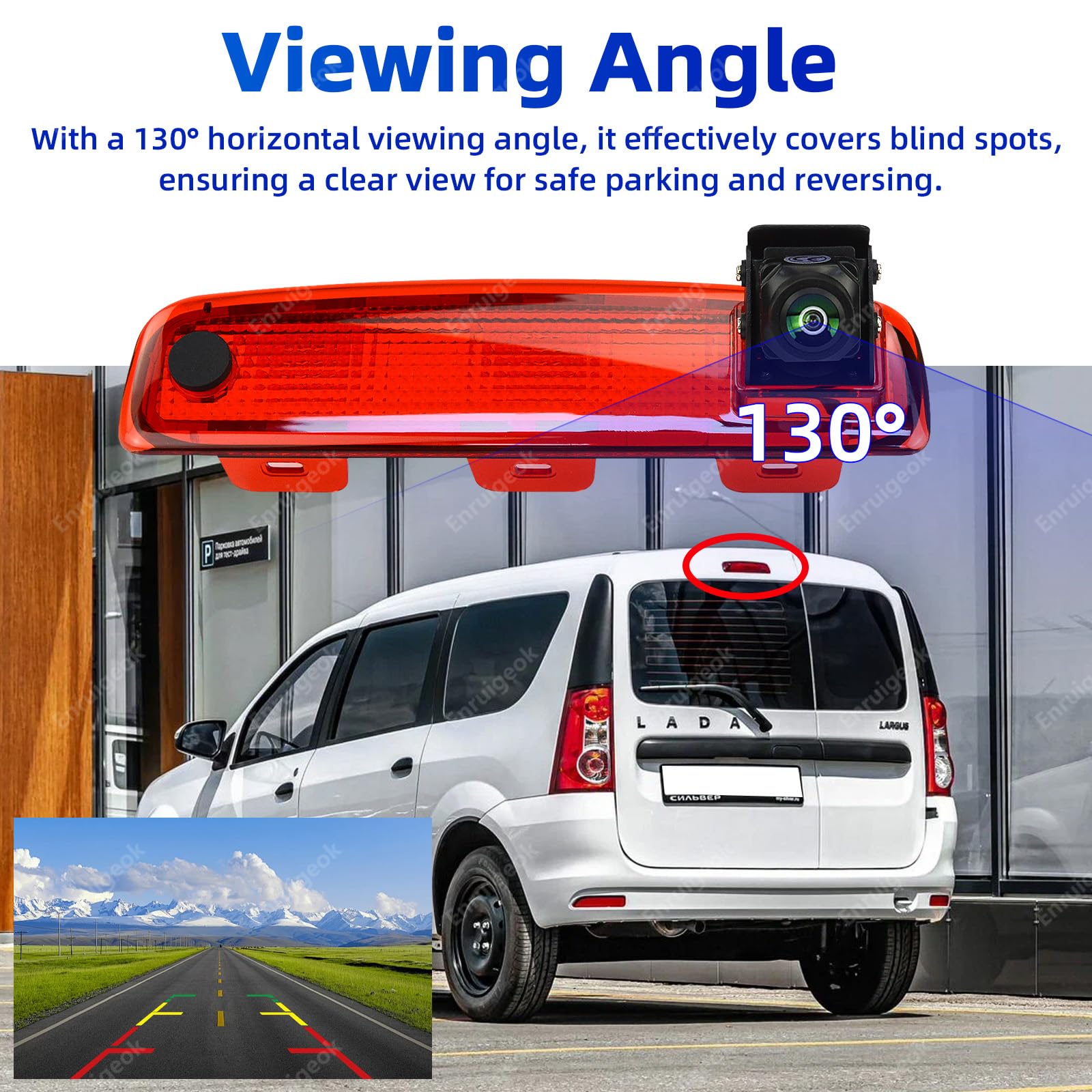 Cámara de marcha atrás HD de alto nivel para Renault Express 2021-2024, Dacia Dokker 2012-2024, repuesto original de carcasa de luz de freno con monitor de espejo de 4.3 pulgadas (kit n.º 1)