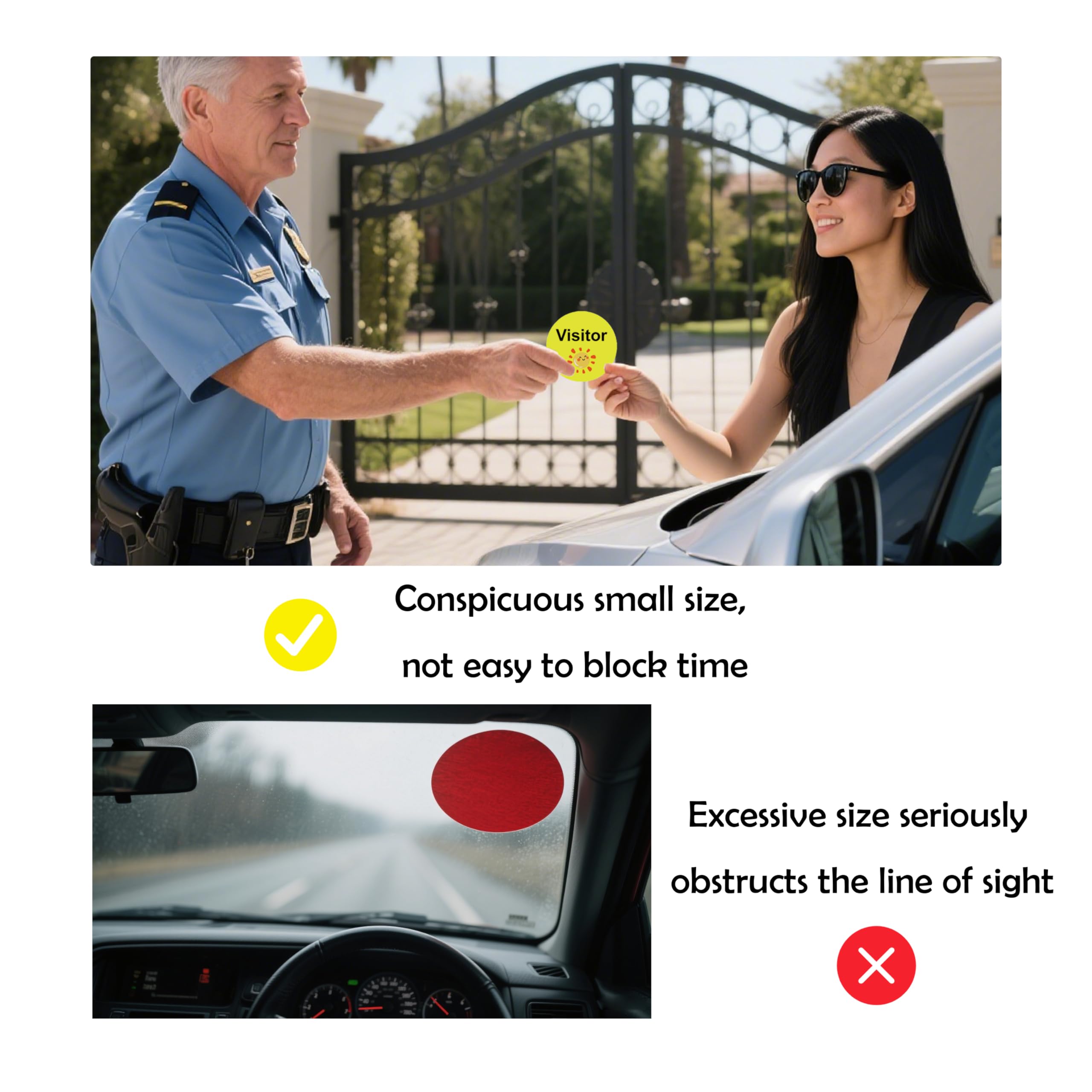 Hybsk Visitor Pass Fluorescent Pink Visitor Identification Labels - View #2