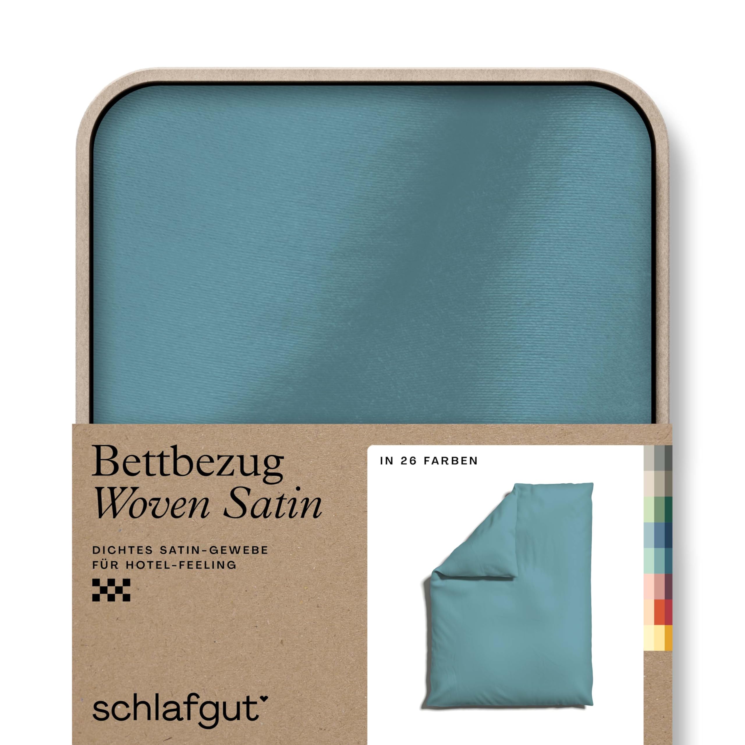 schlafgut Woven Satin Bettwäsche 155x220cm Bettdecke Bezug einzeln, Petrol Mid Uni in Hotelqualität mit 100% Baumwolle