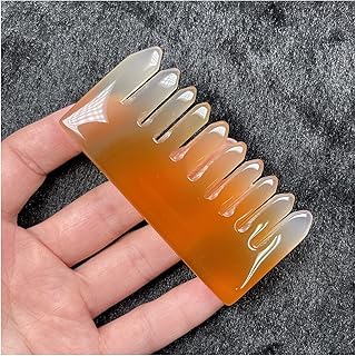 Peine de cristal de cuarzo rosa de amatista natural, peine de dientes anchos, colección de regalos de piedras preciosas (Color : G)