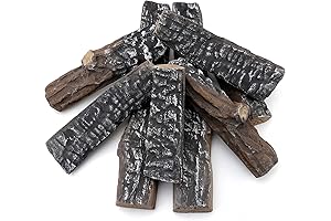 Skyflame 8 Piece Realistic Small Ceramic Wood Log Set for Indoor & Outdoor Fireplace