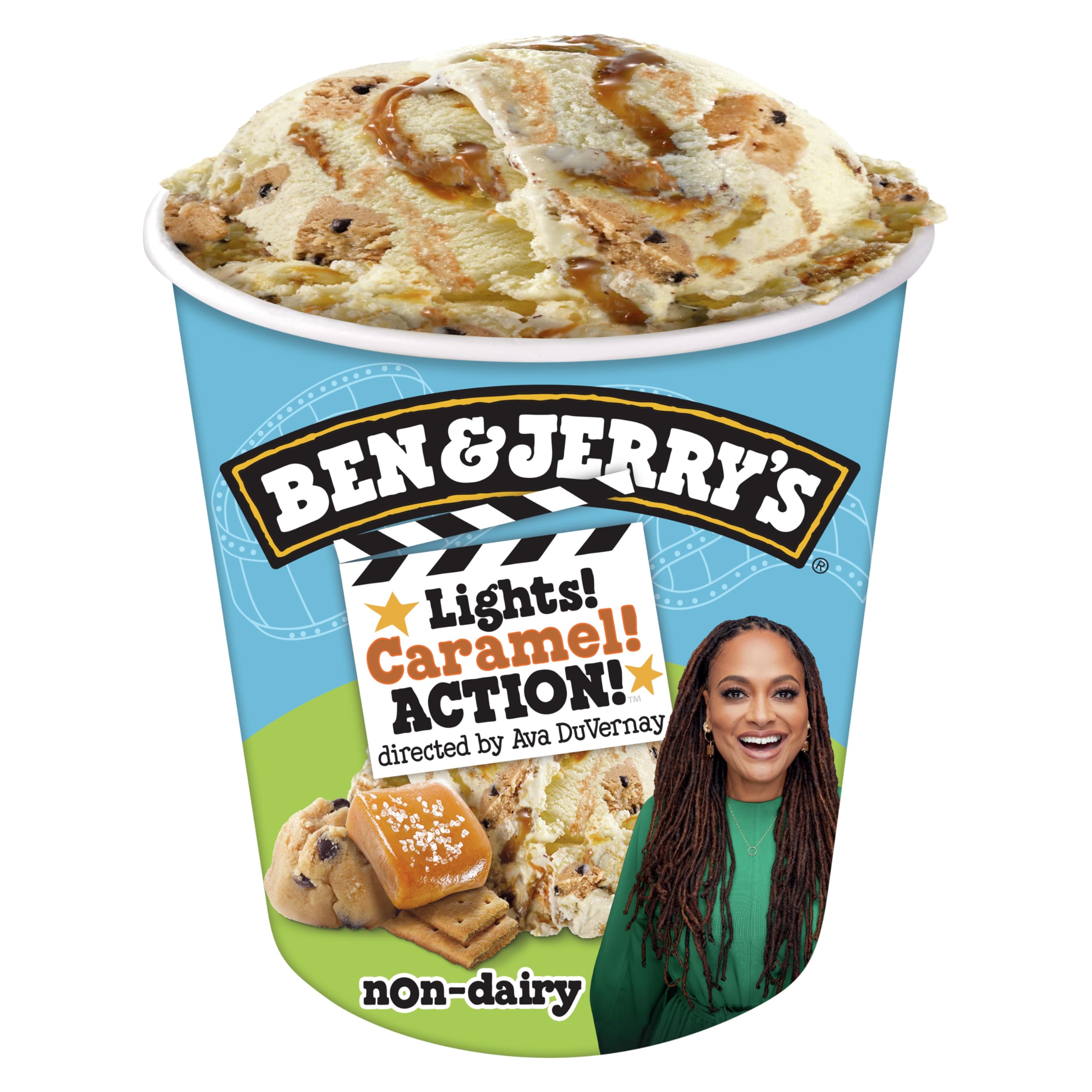 Ben & Jerry's Non-Dairy Lights Caramel Action Vanilla Frozen Dessert Certified Vegan Pint 16 oz