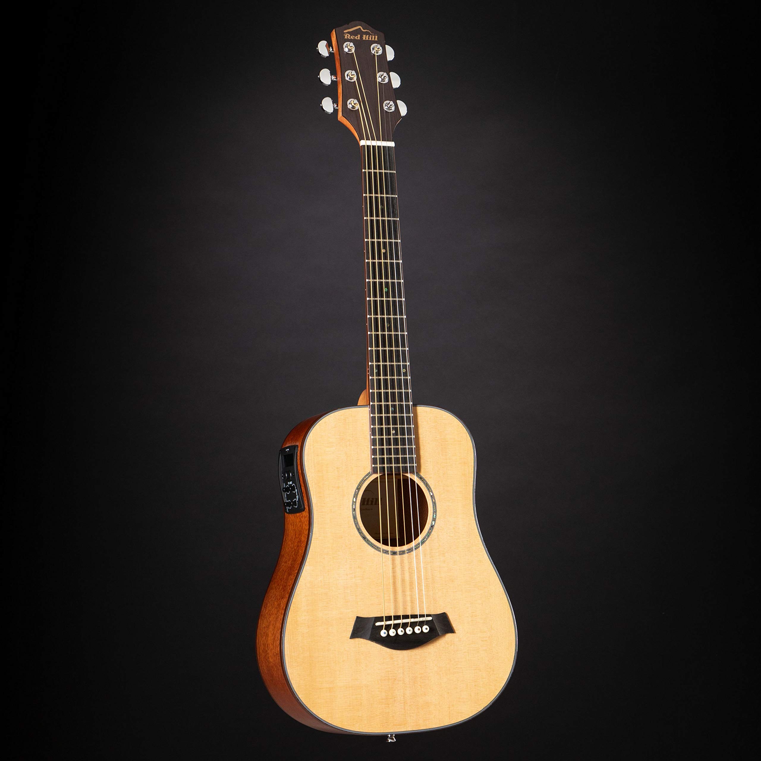 Red Hill Westerngitarre, Akustik-Gitarre für Anfänger und Einsteiger, 3/4 Gitarre, Dreadnought Mini mit Natural Fichtendecke, ideal als Reisegitarre