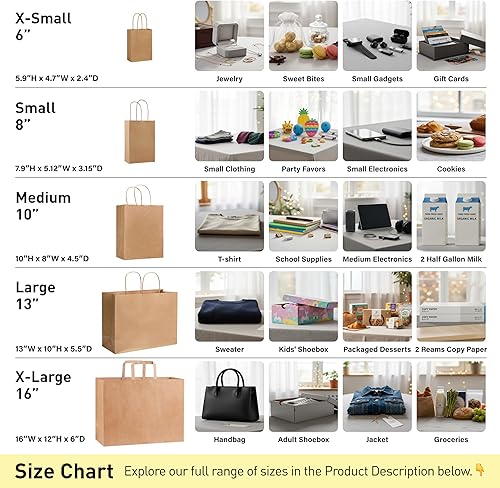 Miniatura 3 de SUNCOLOR 25 mini bolsas de regalo de 6 pulgadas, color marrón, pequeñas bolsas de regalo con asa para bolsas de recuerdo de fiesta (marrón)