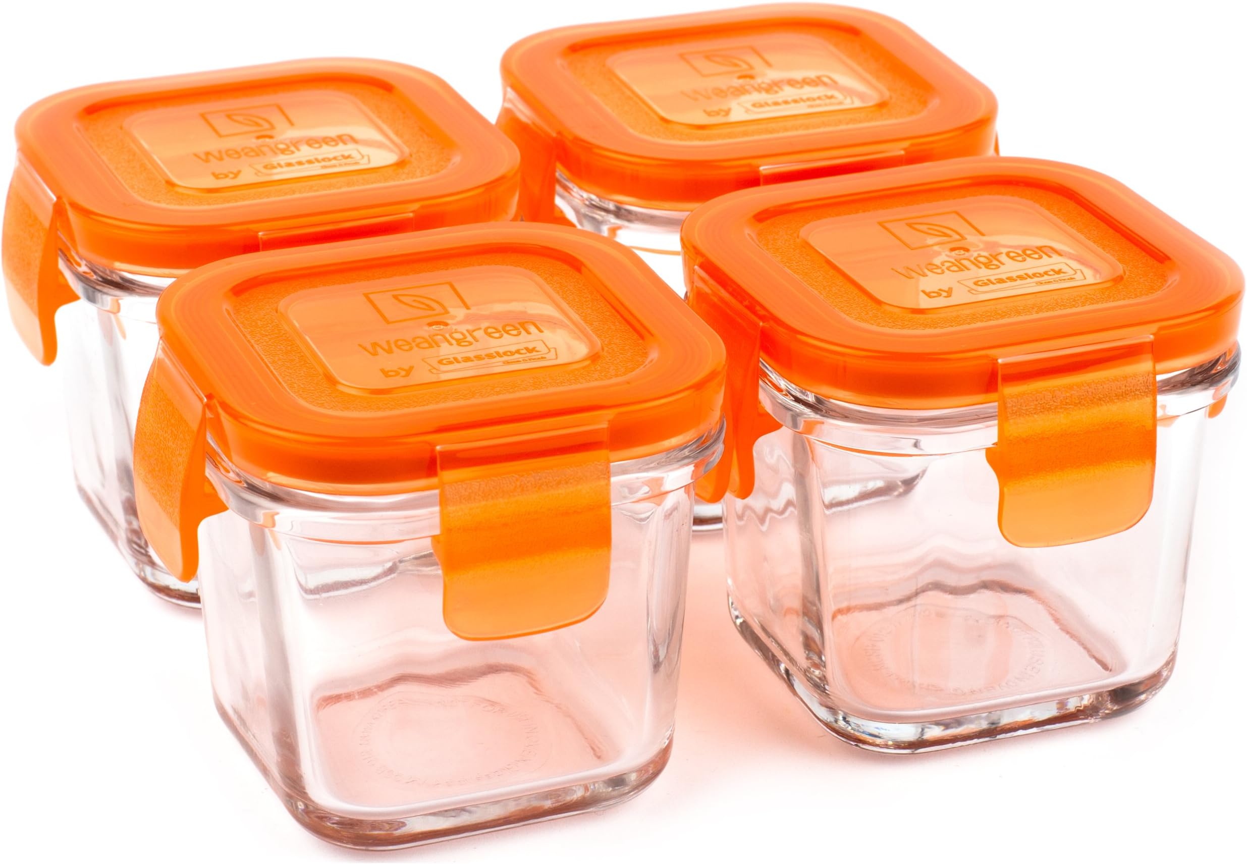 Wean Green Wean Cubes 4oz/120ml Baby Food Glass Containers - Carrot (Set of 4)